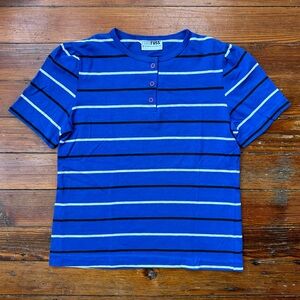 Vintage late 60s/early 70s Russ button top striped short sleeve shirt Medium